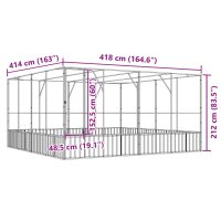 vidaXL Voliere Silbern 418x414x212 cm Stahl