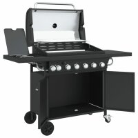 vidaXL Gasgrill mit 7 Flammen Schwarz Pulverbeschichteter Stahl