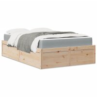 vidaXL Bett mit Matratze 120x190 cm Massivholz Kiefer