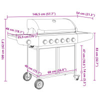 vidaXL Gasgrill mit 7 Flammen Silbern Edelstahl