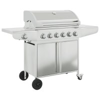 vidaXL Gasgrill mit 7 Flammen Silbern Edelstahl