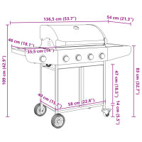 vidaXL Gasgrill mit 5 Flammen Silbern Edelstahl