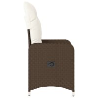 vidaXL Gartensessel mit Kissen 2 Stk. Verstellbar Braun Poly Rattan