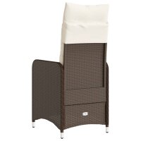 vidaXL Gartensessel mit Kissen 2 Stk. Verstellbar Braun Poly Rattan