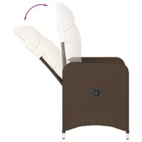 vidaXL Gartensessel mit Kissen 2 Stk. Verstellbar Braun Poly Rattan