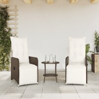 vidaXL Gartensessel mit Kissen 2 Stk. Verstellbar Braun Poly Rattan