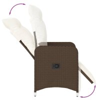 vidaXL Gartensessel mit Kissen 2 Stk. Verstellbar Braun Poly Rattan