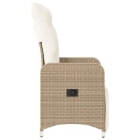 vidaXL Gartensessel mit Kissen 2 Stk. Verstellbar Beige Poly Rattan