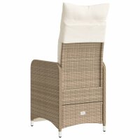 vidaXL Gartensessel mit Kissen 2 Stk. Verstellbar Beige Poly Rattan