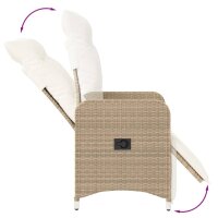 vidaXL Gartensessel mit Kissen 2 Stk. Verstellbar Beige Poly Rattan