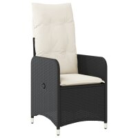 vidaXL Outdoor-Lehnst&uuml;hle 2 Stk. mit Tisch Schwarz Poly-Rattan