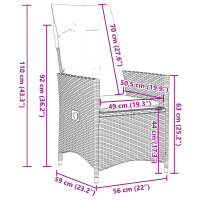 vidaXL 7-tlg. Garten-Essgruppe mit Kissen Braun Poly Rattan