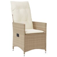 vidaXL 7-tlg. Garten-Essgruppe mit Kissen Beige Poly Rattan