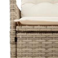 vidaXL 7-tlg. Garten-Essgruppe mit Kissen Beige Poly Rattan