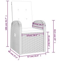 vidaXL 11-tlg. Garten-Essgruppe mit Kissen Grau Poly Rattan