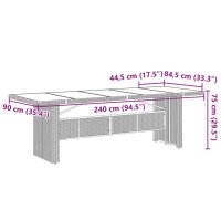 vidaXL 11-tlg. Garten-Essgruppe mit Kissen Grau Poly Rattan