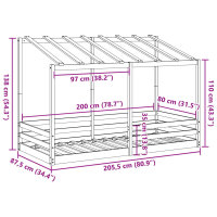 vidaXL Kinderbett mit Dach Wachsbraun 80x200 cm Massivholz Kiefer