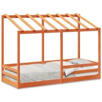vidaXL Kinderbett mit Dach Wachsbraun 75x190 cm Massivholz Kiefer