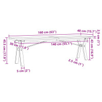 vidaXL Couchtisch Y-Gestell 160x40x45,5 cm Massivholz Kiefer Gusseisen