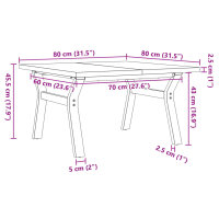 vidaXL Couchtisch Y-Gestell 80x80x45,5cm Massivholz Kiefer &amp; Gusseisen