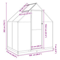 vidaXL Gew&auml;chshaus mit Fundamentrahmen Silbern 169x114x202 cm Alu