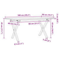 vidaXL Couchtisch X-Gestell 100x50x45 cm Massivholz Kiefer &amp; Gusseisen