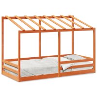 vidaXL Kinderbett mit Dach Wachsbraun 100x200 cm Massivholz Kiefer