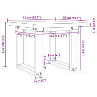 vidaXL Couchtisch O-Gestell 50x50x35,5cm Massivholz Kiefer &amp; Gusseisen