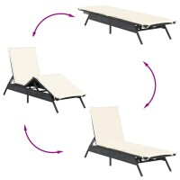 vidaXL Sonnenliegen 2 Stk. mit Tisch Schwarz Poly Rattan