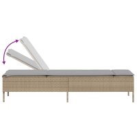 vidaXL Sonnenliege mit Tisch und Auflage Beige Poly Rattan