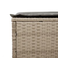 vidaXL Sonnenliege mit Tisch und Auflage Beige Poly Rattan