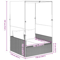 vidaXL Doppel-Sonnenliege mit Dach und Vorh&auml;ngen Beige Poly Rattan