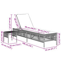 vidaXL Sonnenliegen 2 Stk. mit Tisch Schwarz Poly Rattan