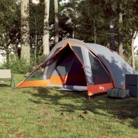 vidaXL Campingzelt 4 Personen Grau und Orange Wasserdicht