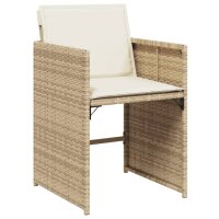 vidaXL 17-tlg. Garten-Essgruppe mit Kissen Beige Poly Rattan