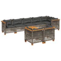 vidaXL 9-tlg. Garten-Sofagarnitur mit Kissen Grau Poly Rattan