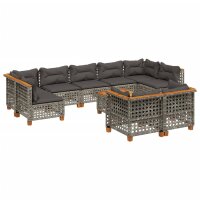 vidaXL 10-tlg. Garten-Sofagarnitur mit Kissen Grau Poly...