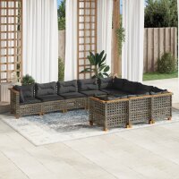 vidaXL 10-tlg. Garten-Sofagarnitur mit Kissen Grau Poly...