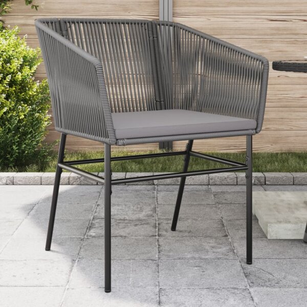 vidaXL Gartenst&uuml;hle 2 Stk. mit Kissen Grau Poly Rattan