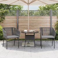 vidaXL Gartenst&uuml;hle 2 Stk. mit Kissen Grau Poly Rattan