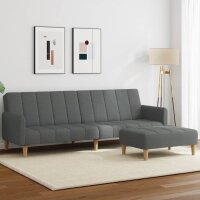 vidaXL Schlafsofa 2-Sitzer mit Fu&szlig;hocker Dunkelgrau Stoff