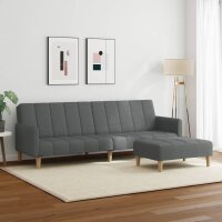 vidaXL Schlafsofa 2-Sitzer mit Fu&szlig;hocker Dunkelgrau Stoff