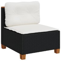 vidaXL 4-tlg. Garten-Sofagarnitur mit Kissen Schwarz Poly Rattan