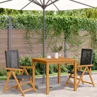 vidaXL Gartenst&uuml;hle 2 Stk. Schwarz Massivholz Akazie und Poly Rattan