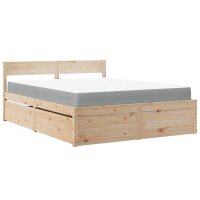 vidaXL Bett mit Schubladen und Matratze 140x200 cm Massivholz Kiefer