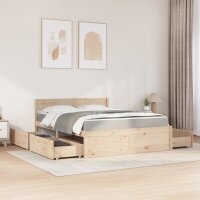 vidaXL Bett mit Schubladen und Matratze 140x200 cm Massivholz Kiefer