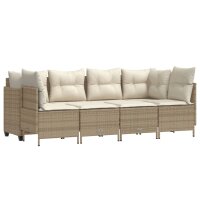 vidaXL 5-tlg. Garten-Sofagarnitur mit Kissen Beige Poly Rattan