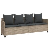 vidaXL 5-tlg. Garten-Sofagarnitur mit Kissen Hellgrau Poly Rattan