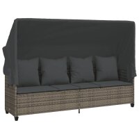 vidaXL 5-tlg. Garten-Sofagarnitur mit Kissen Grau Poly Rattan