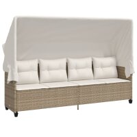 vidaXL 5-tlg. Garten-Sofagarnitur mit Kissen Beige Poly Rattan